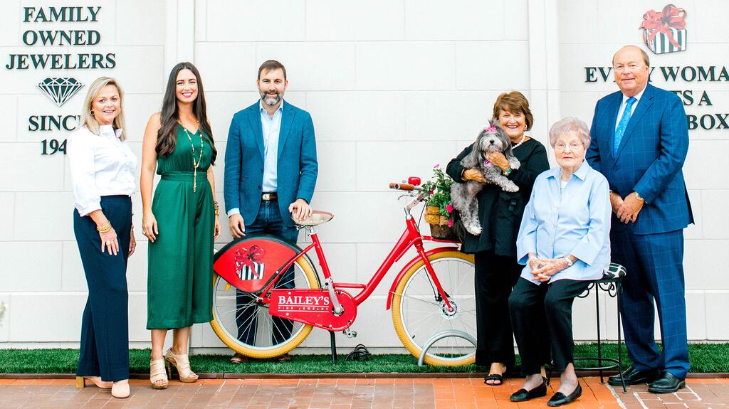 Bailey’s Fine Jewelry is owned and operated by the Bailey Family. From left to right are Cindy Bailey Stone, Marci Bailey, Trey Bailey, Jane Bailey, Ann Bailey, and Clyde Bailey. Bailey’s Fine Jewelry Bailey family