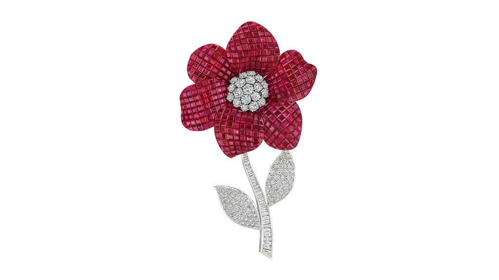 Van Cleef & Arpels “mystery-set” ruby and diamond brooch