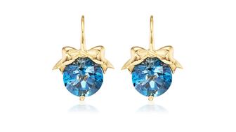 Aurelia Demark London blue topaz bow earrings