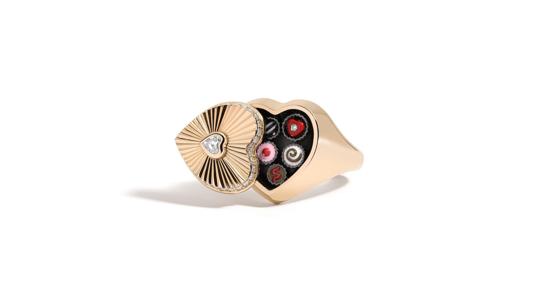 Chocolate box ring by Mined + Found