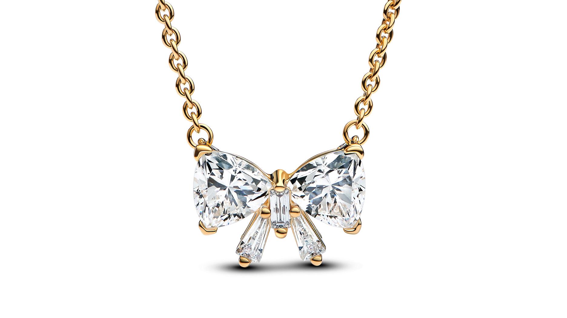 Pandora sparkling bow necklace