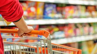 Woman pushing a shopping cart