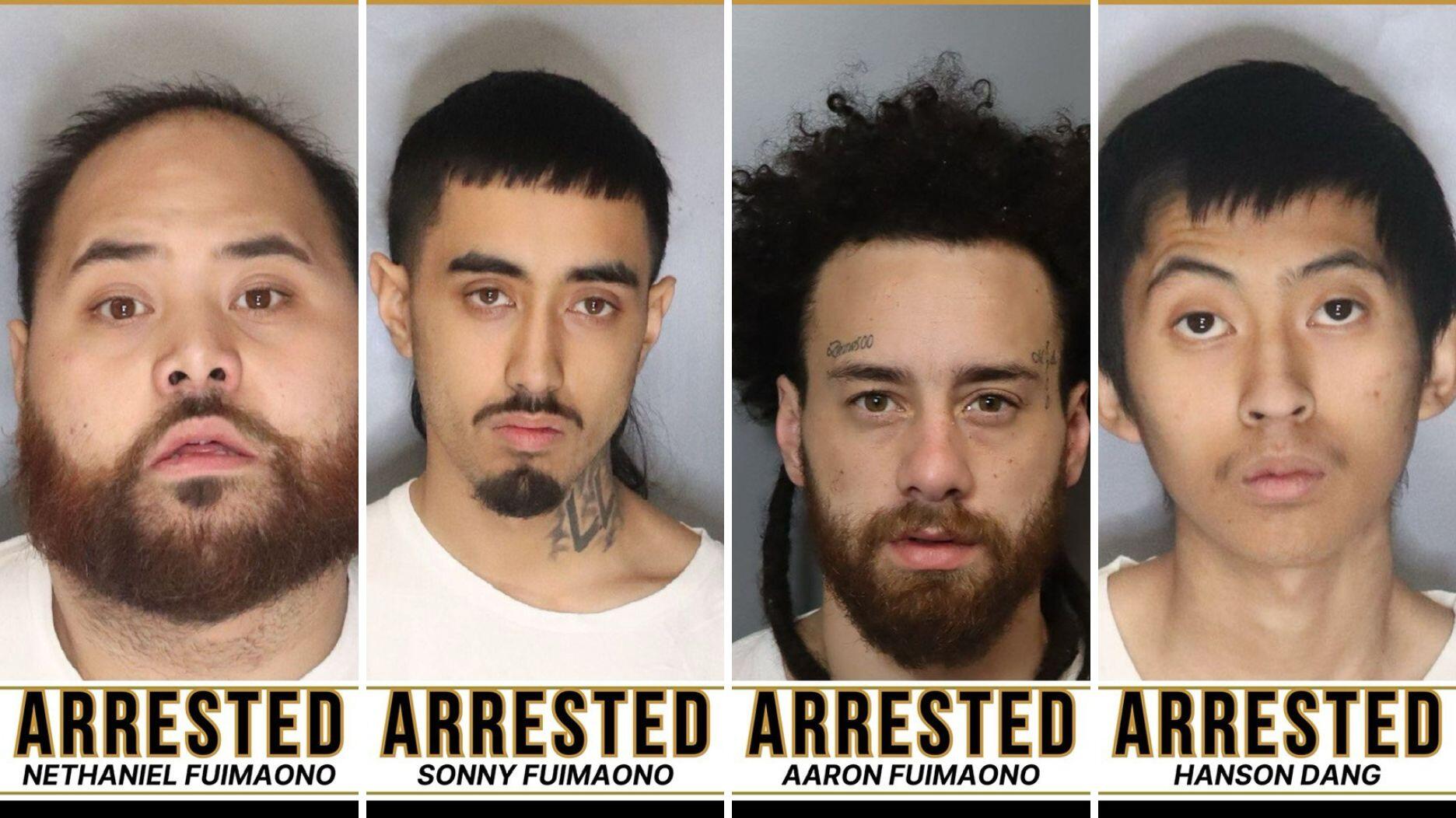 Nethaniel Fuimaono, Sonny Fuimaono, Aaron Fuimaono, Hanson Dang mug shots