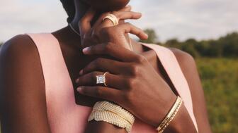 Woman wearing Brilliant Earth jewelry