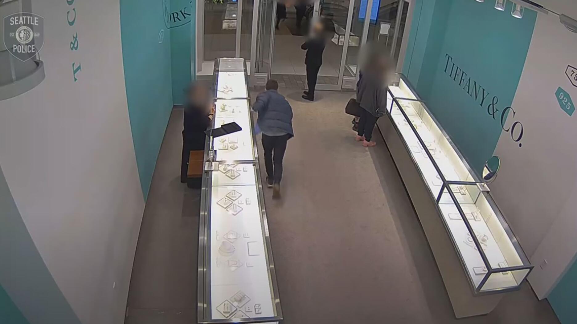 Surveillance footage Tiffany & Co. Seattle robbery