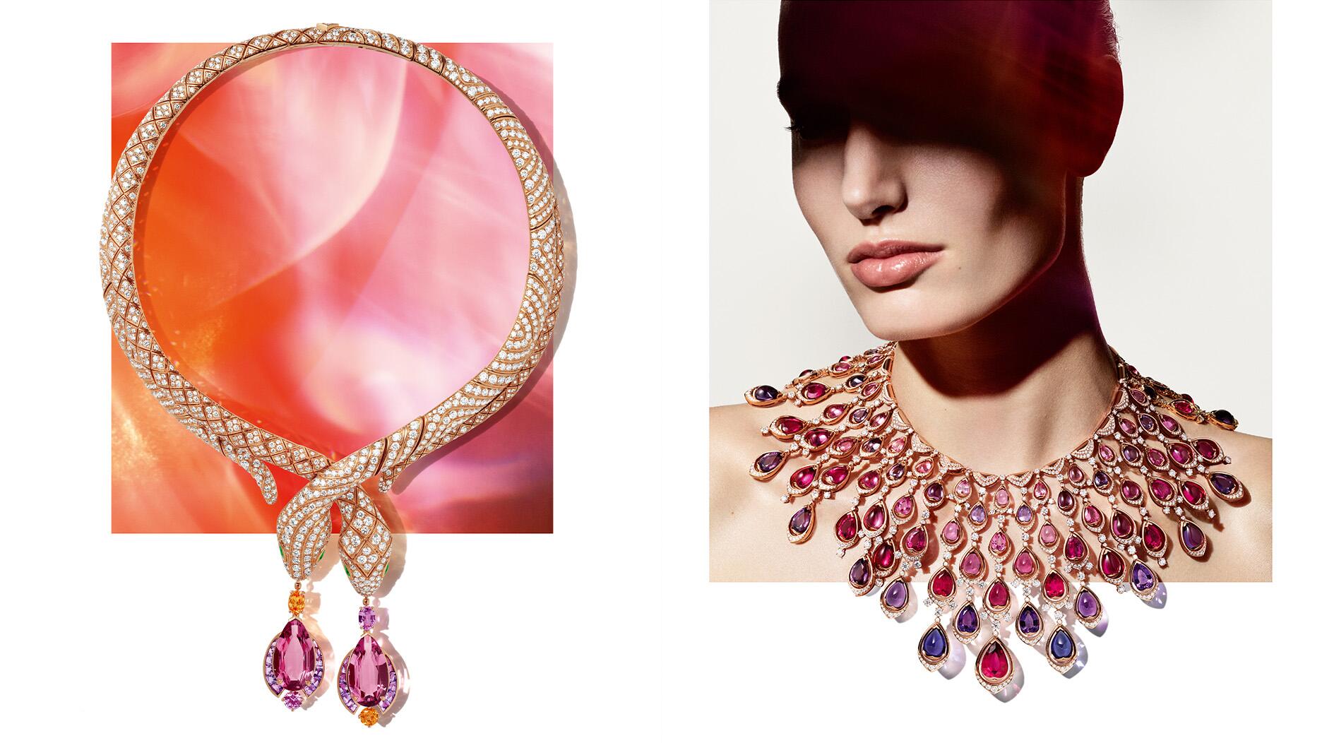 Bulgari Invisible Violet Necklace and Rainbow Flow Necklace